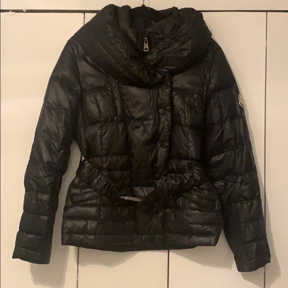 Womens Black Moncler puffer coat